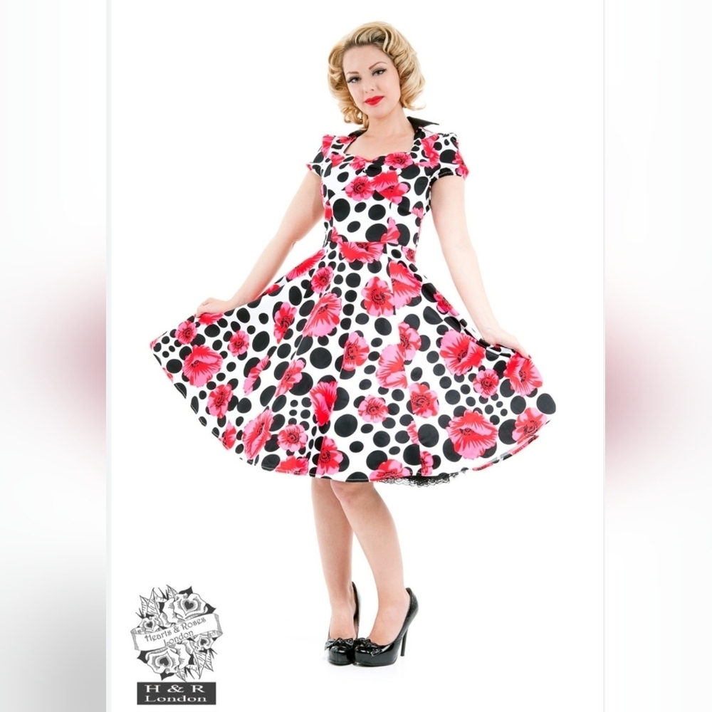 Hearts and Roses Pink Poppy Floral Isabella Dress, VGUC, Size XS